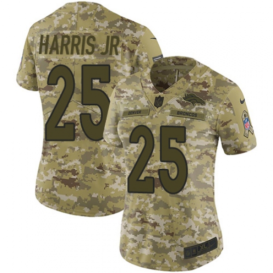 Women's Nike Denver Broncos 25 Chris Harris Jr Limited Camo 2018 Salute to Service NFL Jersey