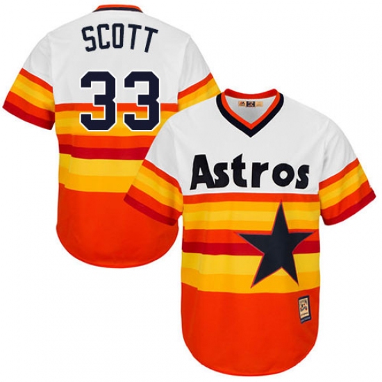 Men's Majestic Houston Astros 33 Mike Scott Authentic Orange Cooperstown MLB Jersey