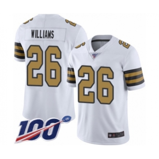 Men's New Orleans Saints 26 P.J. Williams Limited White Rush Vapor Untouchable 100th Season Football Jersey