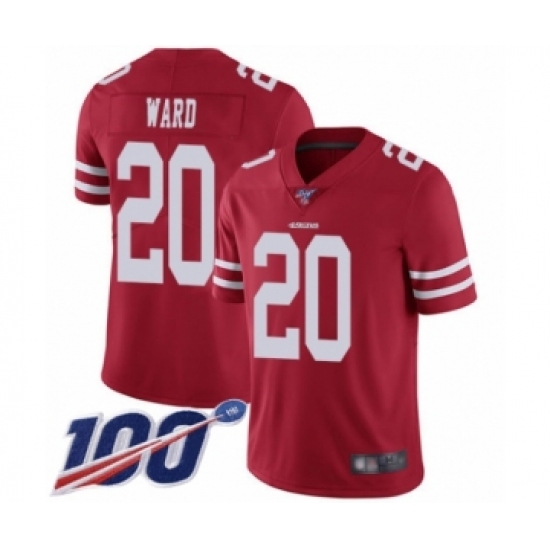 Youth San Francisco 49ers 20 Jimmie Ward Red Team Color Vapor Untouchable Limited Player 100th Season Football Jersey