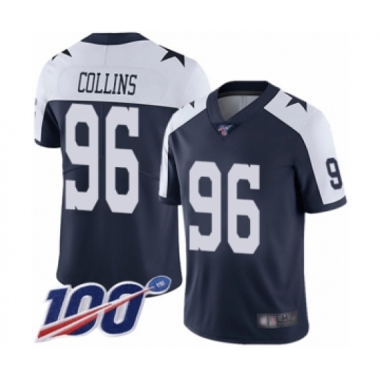 Men's Dallas Cowboys 96 Maliek Collins Navy Blue Throwback Alternate Vapor Untouchable Limited Player 100th Season Football Jersey