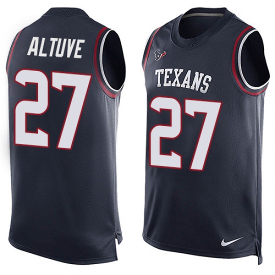 Men's Nike Houston Texans 27 Jose Altuve Limited Navy Blue Player Name & Number Tank Top NFL Jersey