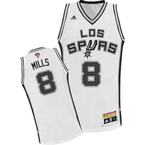 Men's Adidas San Antonio Spurs 8 Patty Mills Swingman White Latin Nights NBA Jersey