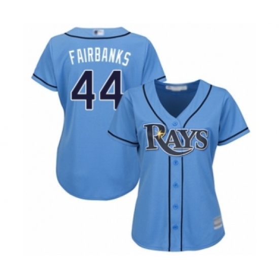 Women's Tampa Bay Rays 44 Peter Fairbanks Authentic Light Blue Alternate 2 Cool Base Baseball Player Jersey