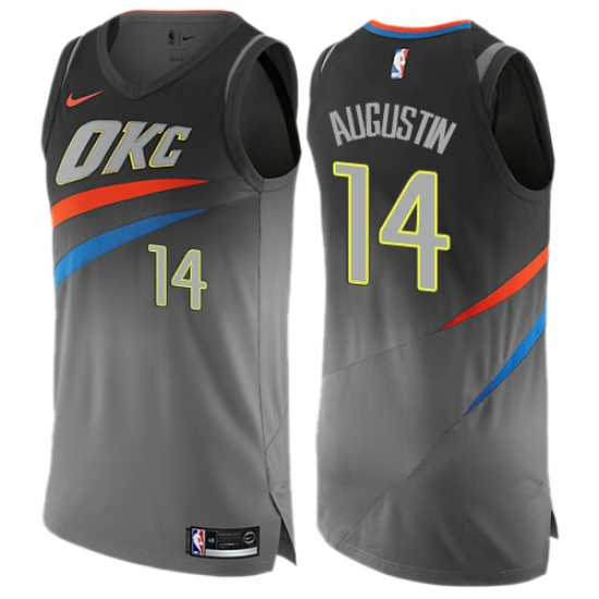 Men's Nike Oklahoma City Thunder 14 D.J. Augustin Authentic Gray NBA Jersey - City Edition