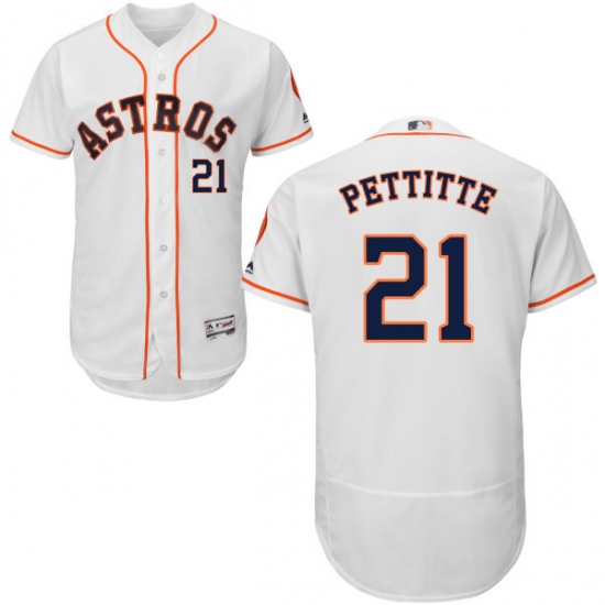 Men's Majestic Houston Astros 21 Andy Pettitte White Home Flex Base Authentic Collection MLB Jersey