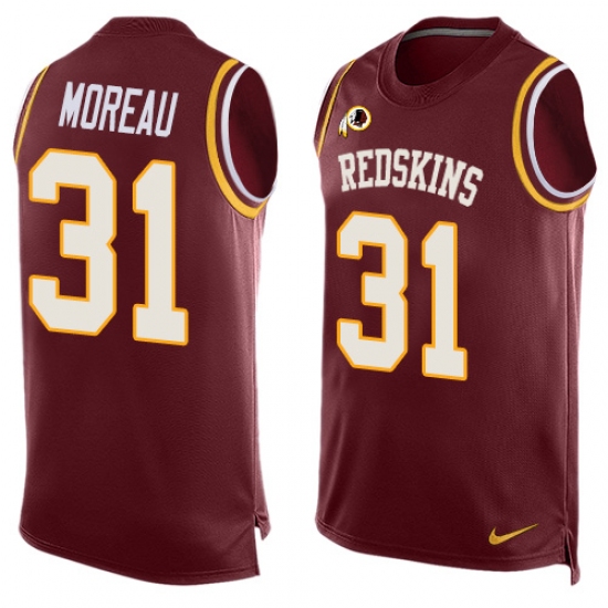 Men's Nike Washington Redskins 31 Fabian Moreau Limited Red Player Name & Number Tank Top NFL Jersey