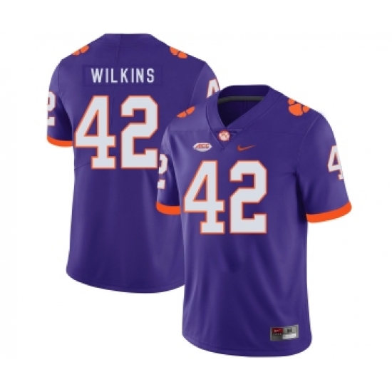 Clemson Tigers 42 Christian Wilkins Purple Nike College Football Jersey