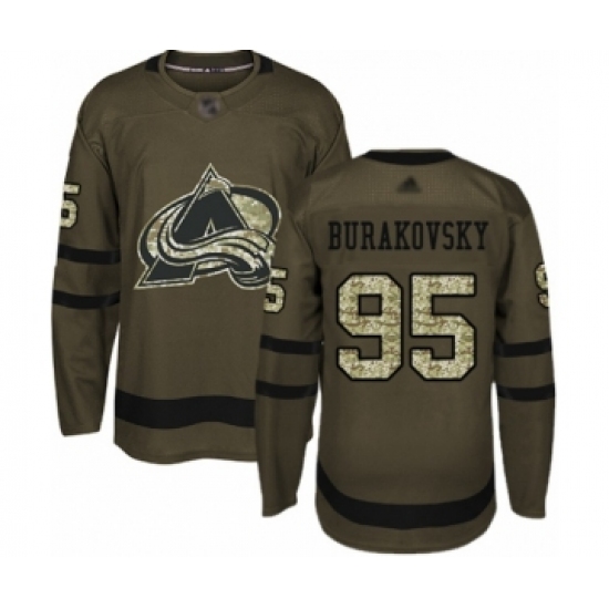 Youth Colorado Avalanche 95 Andre Burakovsky Authentic Green Salute to Service Hockey Jersey