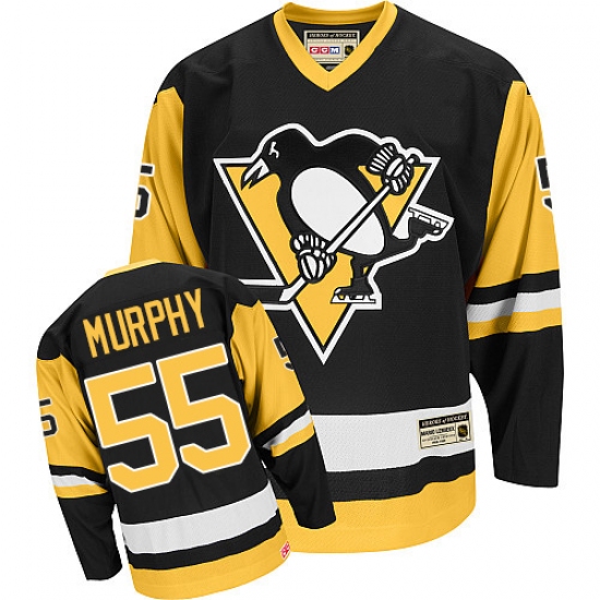 Men's CCM Pittsburgh Penguins 55 Larry Murphy Premier Black Throwback NHL Jersey