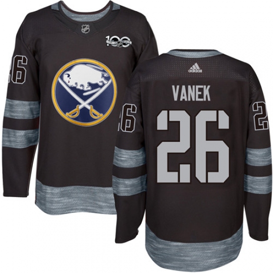 Men's Adidas Buffalo Sabres 26 Thomas Vanek Premier Black 1917-2017 100th Anniversary NHL Jersey