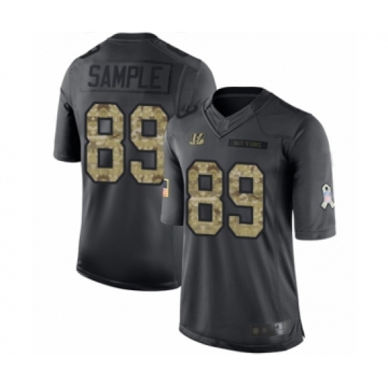 Men's Cincinnati Bengals 89 Drew Sample Limited Black 2016 Salute to Service Football Jersey