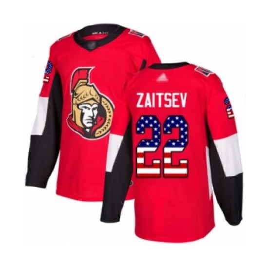 Youth Ottawa Senators 22 Nikita Zaitsev Authentic Red USA Flag Fashion Hockey Jersey