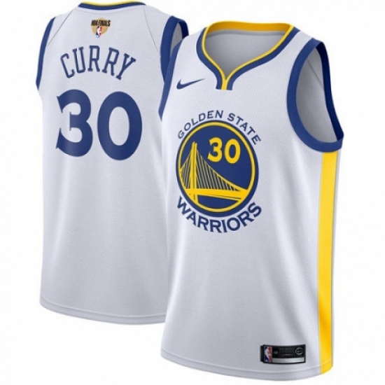 Men's Nike Golden State Warriors 30 Stephen Curry Swingman White Home 2018 NBA Finals Bound NBA Jersey - Association Edition