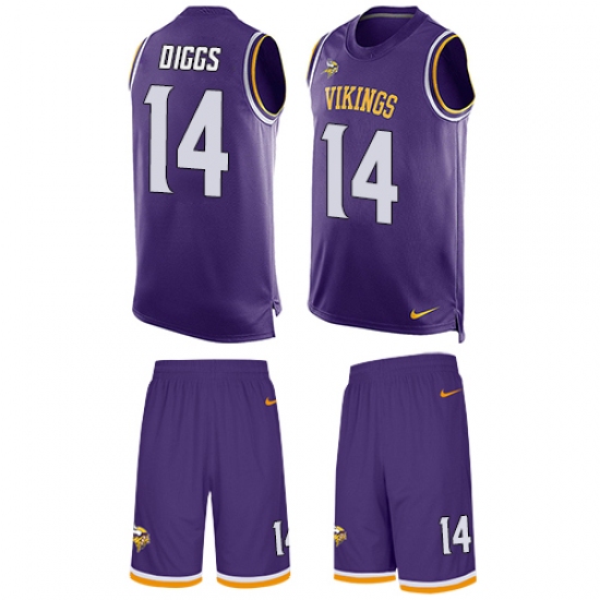 Men's Nike Minnesota Vikings 14 Stefon Diggs Limited Purple Tank Top Suit NFL Jersey