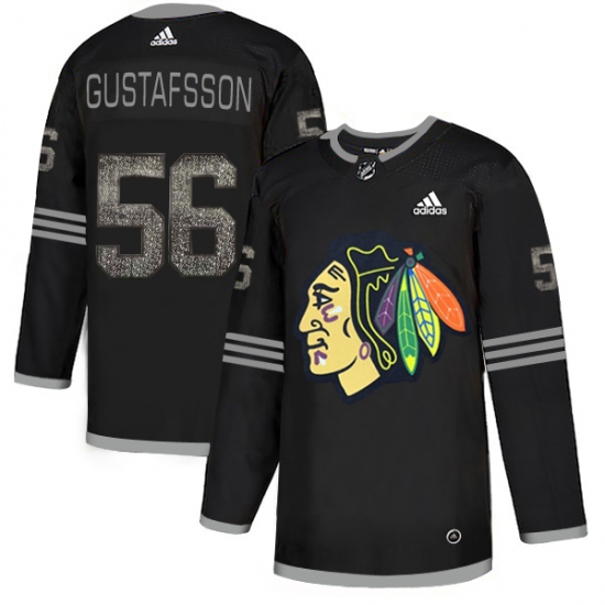 Men's Adidas Chicago Blackhawks 56 Erik Gustafsson Black Authentic Classic Stitched NHL Jersey