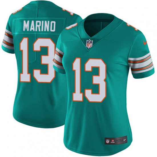 Women's Nike Miami Dolphins 13 Dan Marino Aqua Green Alternate Vapor Untouchable Limited Player NFL Jersey