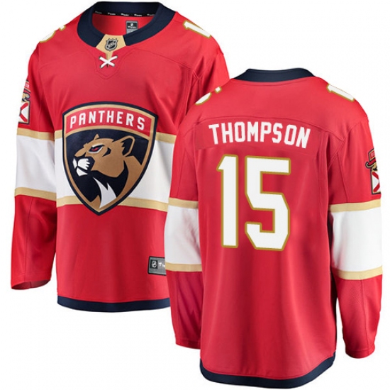 Men's Florida Panthers 15 Paul Thompson Authentic Red Home Fanatics Branded Breakaway NHL Jersey