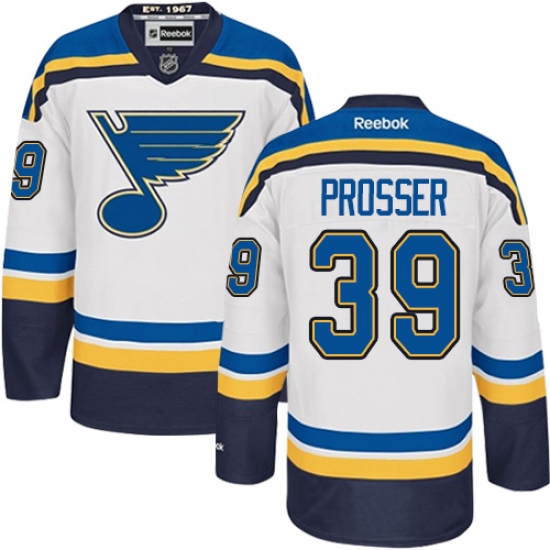 Youth Reebok St. Louis Blues 39 Nate Prosser Authentic White Away NHL Jersey