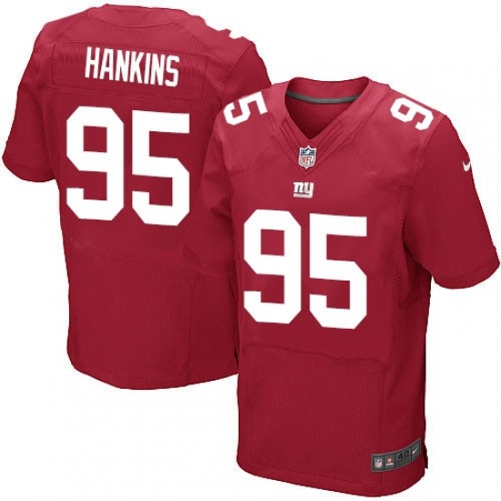 Men's Nike New York Giants 95 Johnathan Hankins Elite Red Jersey