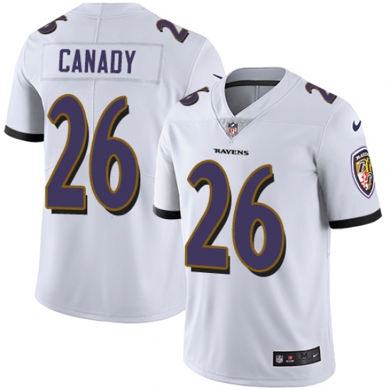 Men's Nike Baltimore Ravens 26 Maurice Canady White Vapor Untouchable Limited Player NFL Jersey