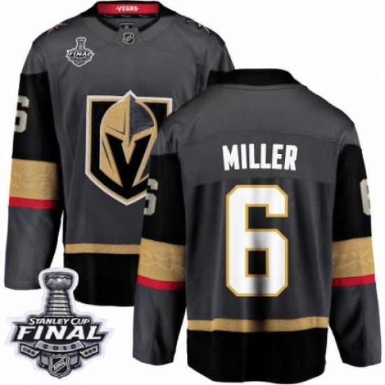 Men's Vegas Golden Knights 6 Colin Miller Authentic Black Home Fanatics Branded Breakaway 2018 Stanley Cup Final NHL Jersey