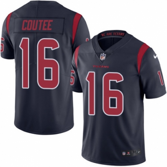 Men's Nike Houston Texans 16 Keke Coutee Limited Navy Blue Rush Vapor Untouchable NFL Jersey