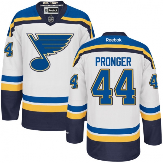 Men's Reebok St. Louis Blues 44 Chris Pronger Authentic White Away NHL Jersey