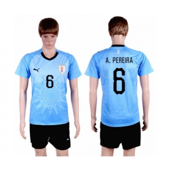 Uruguay 6 A.Pereira Home Soccer Country Jersey