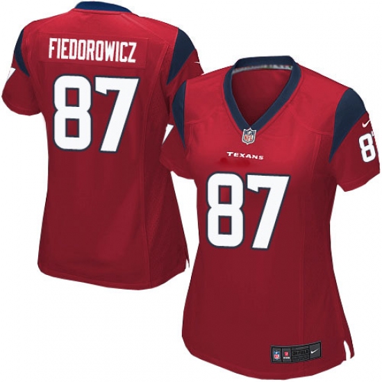 Women's Nike Houston Texans 87 C.J. Fiedorowicz Game Red Alternate NFL Jersey