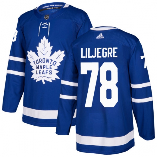 Men's Adidas Toronto Maple Leafs 78 Timothy Liljegren Authentic Royal Blue Home NHL Jersey