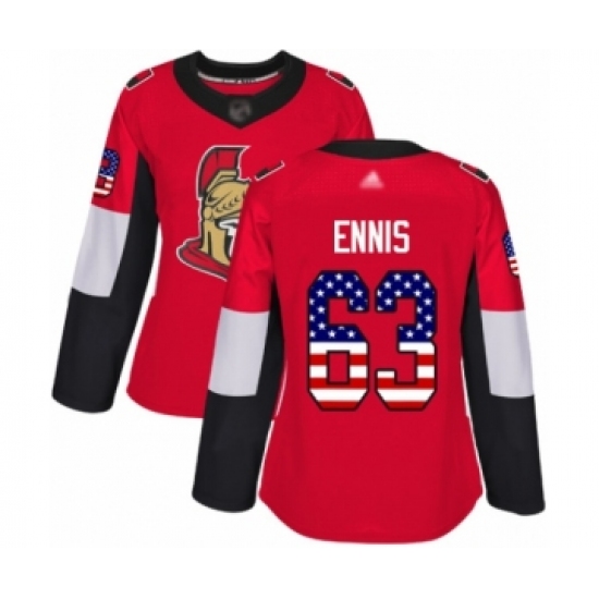 Women's Ottawa Senators 63 Tyler Ennis Authentic Red USA Flag Fashion Hockey Jersey