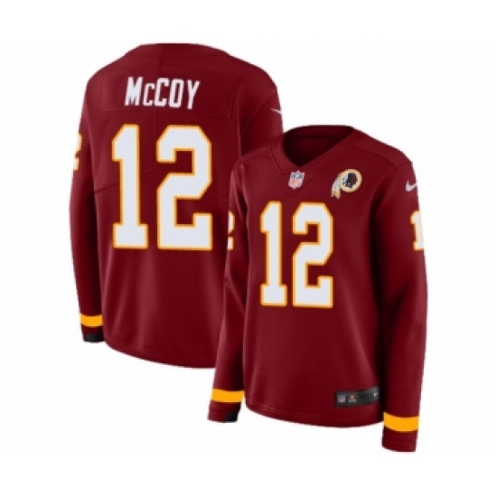 Women's Nike Washington Redskins 12 Colt McCoy Limited Burgundy Therma Long Sleeve NFL Jersey