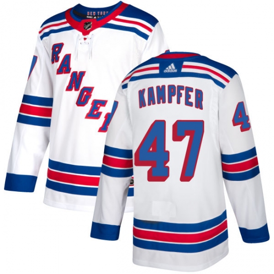 Women's Adidas New York Rangers 47 Steven Kampfer Authentic White Away NHL Jersey