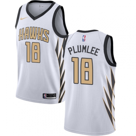 Women's Nike Atlanta Hawks 18 Miles Plumlee Swingman White NBA Jersey - City Edition