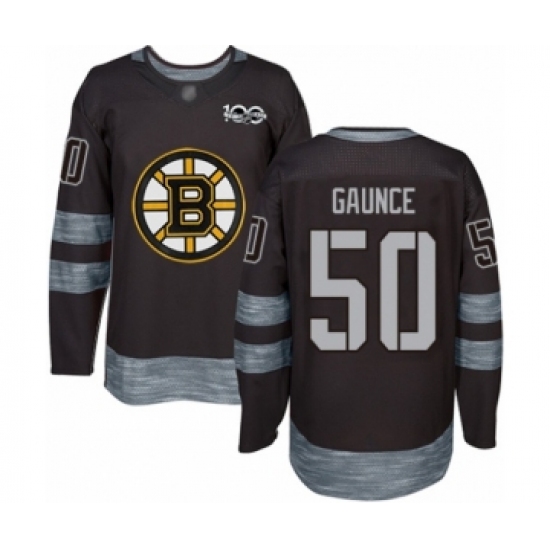 Men's Boston Bruins 50 Brendan Gaunce Authentic Black 1917-2017 100th Anniversary Hockey Jersey