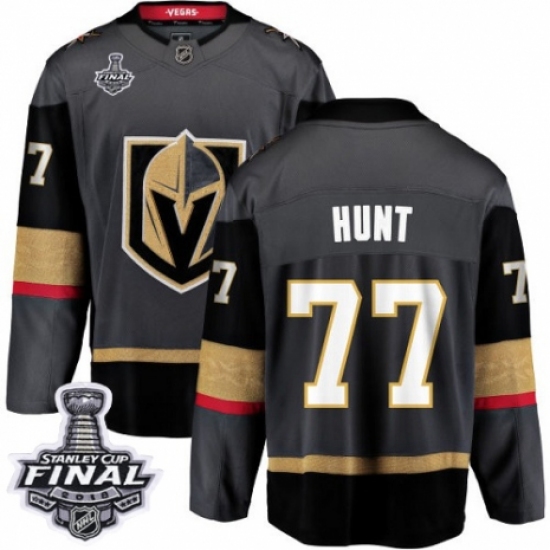 Youth Vegas Golden Knights 77 Brad Hunt Authentic Black Home Fanatics Branded Breakaway 2018 Stanley Cup Final NHL Jersey