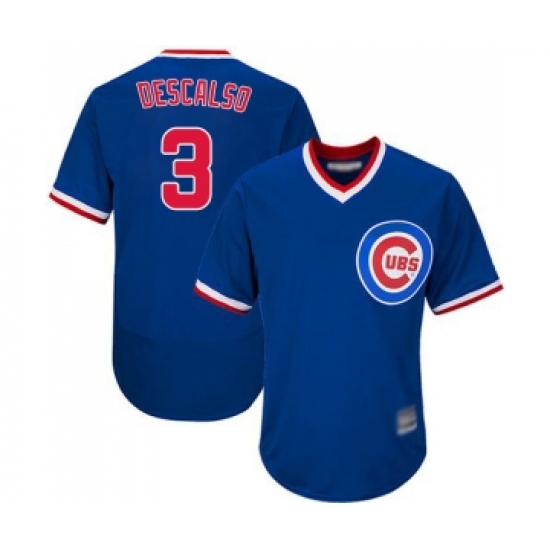 Men's Chicago Cubs 3 Daniel Descalso Royal Blue Cooperstown Flexbase Authentic Collection Baseball Jersey
