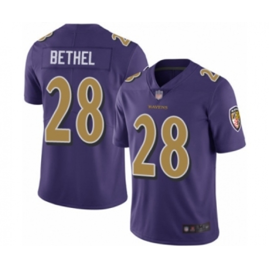 Youth Baltimore Ravens 28 Justin Bethel Limited Purple Rush Vapor Untouchable Football Jersey