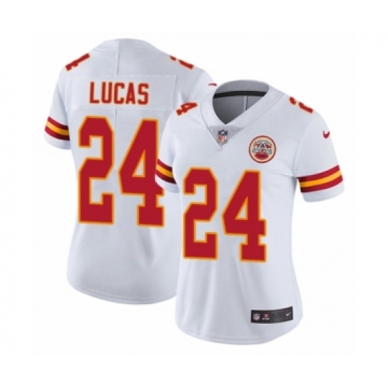 Women's Nike Kansas City Chiefs 24 Jordan Lucas White Vapor Untouchable Limited Player NFL Jersey