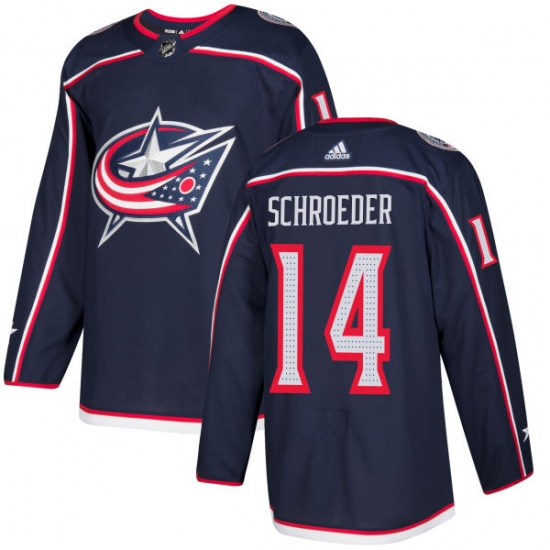 Men's Adidas Columbus Blue Jackets 14 Jordan Schroeder Authentic Navy Blue Home NHL Jersey