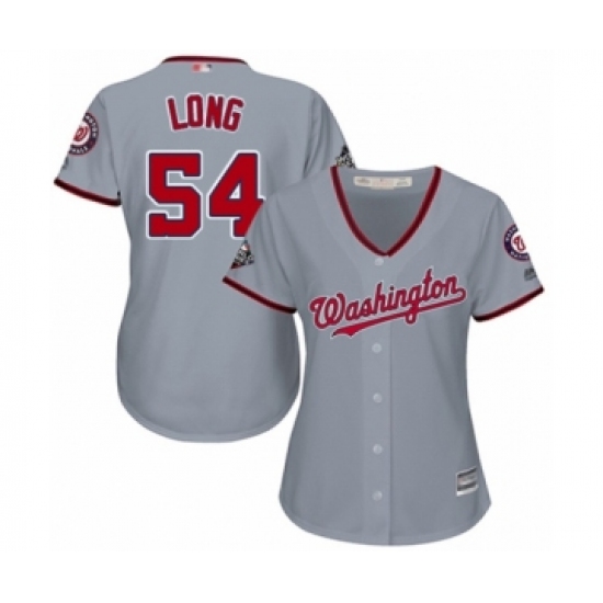 Women's Washington Nationals 54 Kevin Long Authentic Grey Road Cool Base 2019 World Series Bound Baseball Jersey