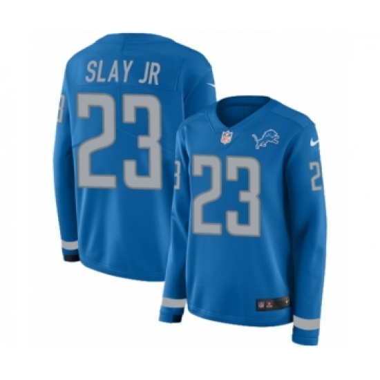 Women's Nike Detroit Lions 23 Darius Slay Limited Blue Therma Long Sleeve NFL Jersey