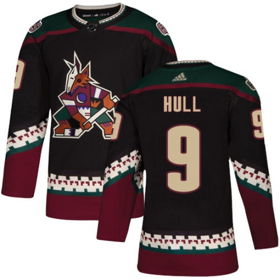 Men's Adidas Arizona Coyotes 9 Bobby Hull Premier Black Alternate NHL Jersey