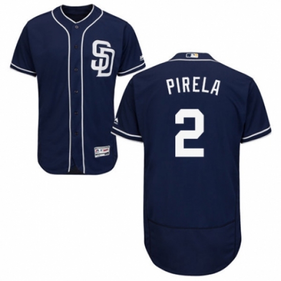 Men's Majestic San Diego Padres 2 Jose Pirela Navy Blue Alternate Flex Base Authentic Collection MLB Jersey