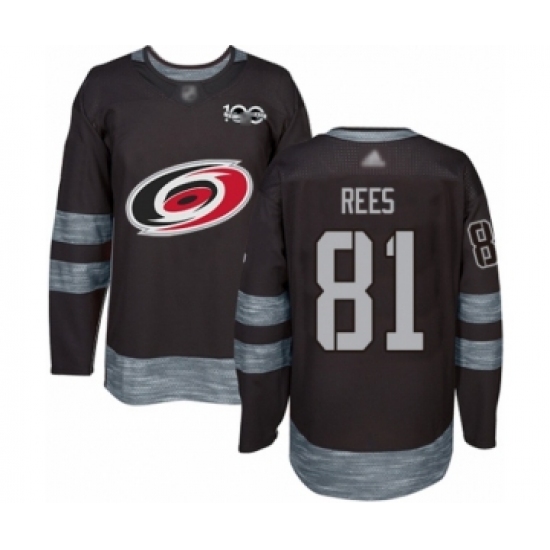 Men's Carolina Hurricanes 81 Jamieson Rees Authentic Black 1917-2017 100th Anniversary Hockey Jersey