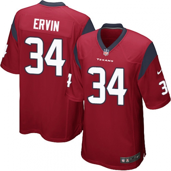 Men's Nike Houston Texans 34 Tyler Ervin Game Red Alternate NFL Jersey