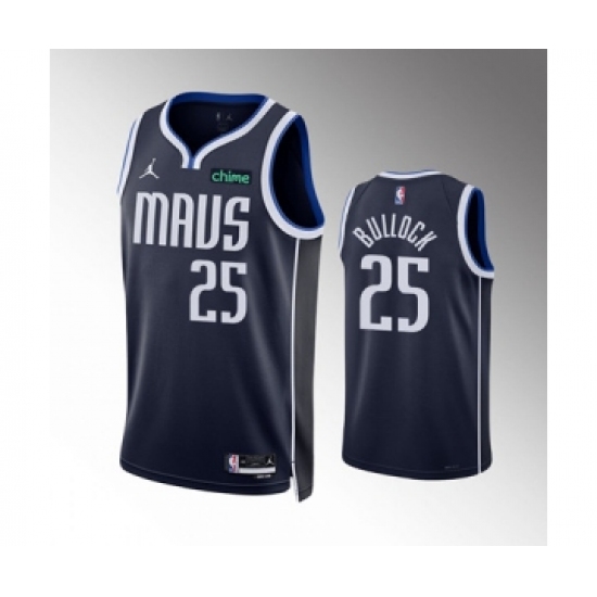 Men's Dallas Mavericks 25 Reggie Bullock Navy Statement Edition Stitched Basketball Jersey