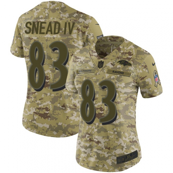 Women's Nike Baltimore Ravens 83 Willie Snead IV Limited Camo 2018 Salute to Service NFL Jersey