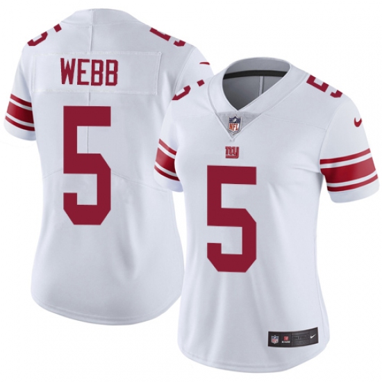 Women's Nike New York Giants 5 Davis Webb White Vapor Untouchable Limited Player NFL Jersey